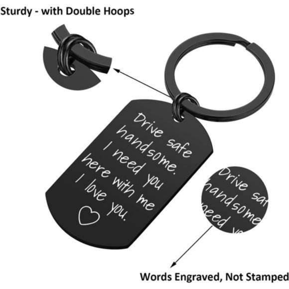 Drive Safe Keychain for Boyfriend Handsome Valentine’s Day Gifts for Him - Picture 2 of 7